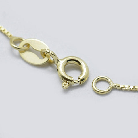 BeadsBalzar Beads & Crafts (925P-8469-G) 925 Sterling Silver Box Chain Necklaces, Carved 925, Golden 45cm (1 PC)