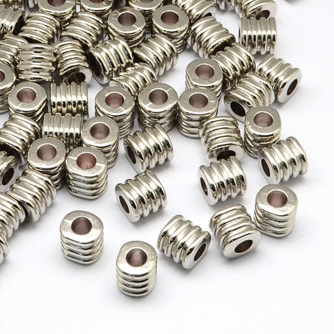 BeadsBalzar Beads & Crafts (AB2807) Column CCB Plastic Beads, Large Hole Beads, Platinum, 10x10x9mm (25 PCS)