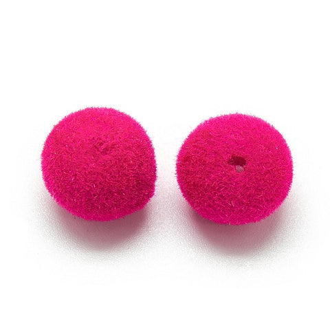 BeadsBalzar Beads & Crafts (AB5022A) Flocky Acrylic Beads, Round, Cerise 8mm, hole: 1.5mm (10 GMS)