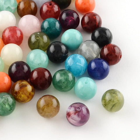 BeadsBalzar Beads & Crafts (AB7679-M) MIX COLORS (AB7679-X) Acrylic Imitation Gemstone 10mm /Hole 2mm (20GMS +/- 35 PCS)