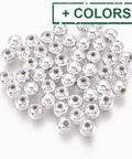 BeadsBalzar Beads & Crafts (AB7807-X) ABS Plastic Beads, Round, Silver Plated 4mm (15 GMS / +-400pcs)