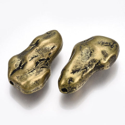 BeadsBalzar Beads & Crafts (AB8470-120) CCB Plastic Beads, Nuggets, Antique Bronze about 40.5x22mm (5 PCS)