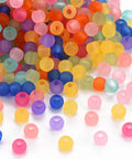 BeadsBalzar Beads & Crafts (AB8546-MIX) Frosted Transparent Acrylic Beads, Round, Mixed Color 4mm (10 GMS/+-300PCS)