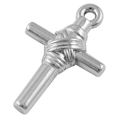 BeadsBalzar Beads & Crafts (AC6073) CCB Plastic Pendant, Antique Silver Color, Cross 23mm long, (30 PCS)