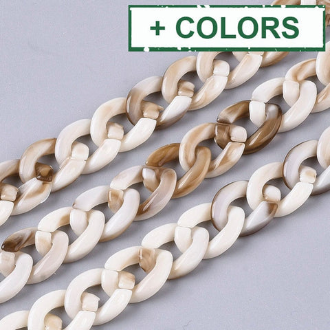 BeadsBalzar Beads & Crafts (AC7681-X) Acrylic Handmade Curb Chains, 14x10mm (1MET)