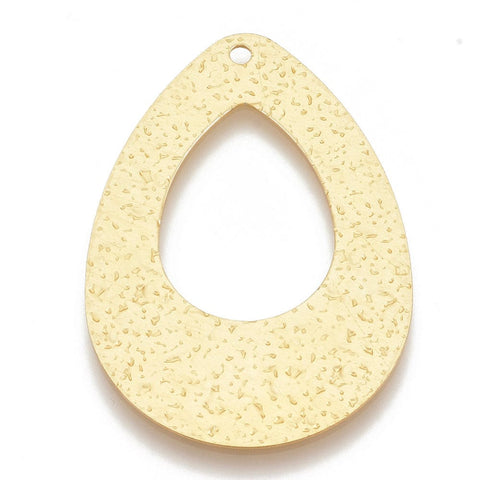 BeadsBalzar Beads & Crafts (AL5590A) Aluminium Big Pendants, Laser Cut Big Pendants, Drop, Gold  63.5mm long, 44mm wide