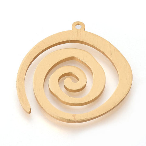 BeadsBalzar Beads & Crafts (AL5591) Environmental Aluminium Pendants, Laser Cut Pendants, Vortex, Gold  40mm long, 39mm wide