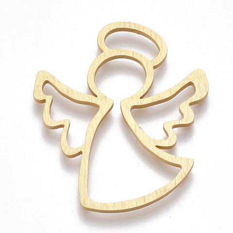 BeadsBalzar Beads & Crafts (AL6075) Aluminium Pendants, Laser Cut Pendants, Angel, Golden Size: about 33mm long, (2 PCS)