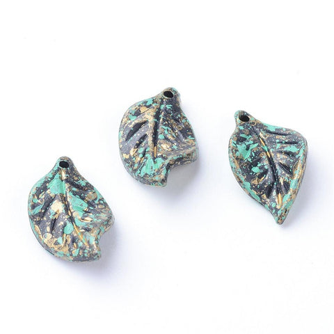 BeadsBalzar Beads & Crafts (AL8478-A) Antique Style Acrylic Pendants, Leaf, Antique Bronze about 19.5~20mm (20 GMS / +-50 PCS)