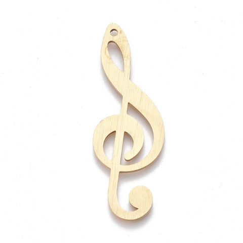 BeadsBalzar Beads & Crafts (AM6142A) Aluminium Big Pendants, Music, Golden 50mm long (2 PCS)