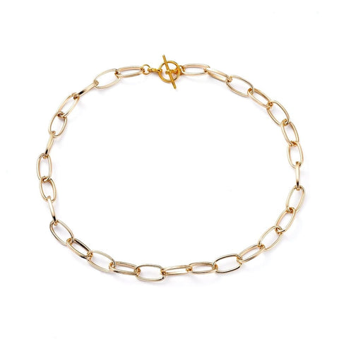 BeadsBalzar Beads & Crafts (AN6841A) Unisex Aluminium Cable Chain/Paperclip Chain Necklaces,, Golden (40cm) long