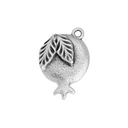 BeadsBalzar Beads & Crafts ANTIQUE SILVER (GQP8382-ANS) (GQP8382-X) Alloy Motif pomegranate with leaf pendant 14x20mm (4 PCS)