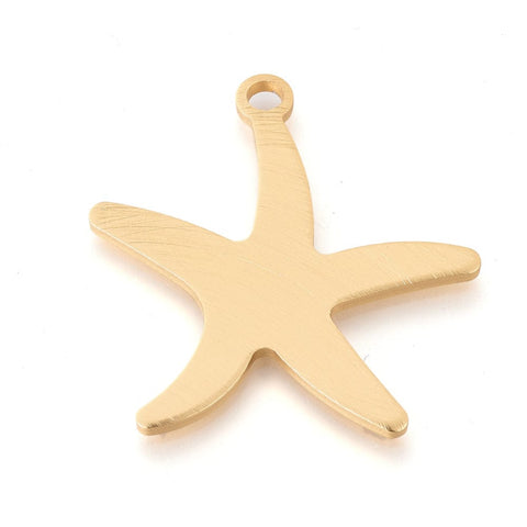 BeadsBalzar Beads & Crafts (AP5571)  Environmental Aluminium Pendants, Laser Cut Pendants, Starfish, Gold 48MM