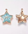 BeadsBalzar Beads & Crafts (AP5632) Golden Tone Alloy Enamel Pendants, Starfish, SkyBlue 26mm long,