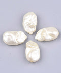 BeadsBalzar Beads & Crafts (AP6641B) ABS Plastic Imitation Pearl Beads, Nuggets, Creamy White Size: about 27mm long, 16mm wide,(6 PCS)