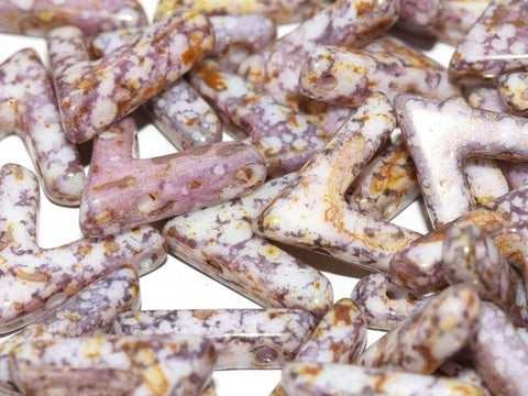 BeadsBalzar Beads & Crafts (AVA-03000-15695) AVA BEAD 10 X 4 MM CHALK WHITE LILA GOLD LUSTER