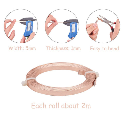 BeadsBalzar Beads & Crafts (AW6699A) Aluminum Wire, Flat, PeachPuff Size: 5mm wide, 1mm thick; 2m-roll.