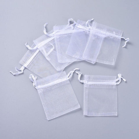 BeadsBalzar Beads & Crafts (BA1970A) Organza Bags, White  7X9cm long.  (10 PCS)