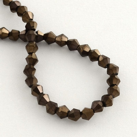 BeadsBalzar Beads & Crafts (BB3962B) Electroplate Glass Bead Strands, Rainbow Plated, Faceted Bicone, Black Plated 3MM