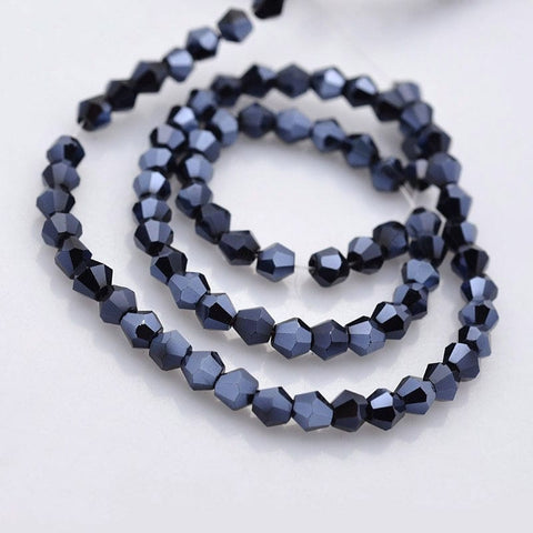 BeadsBalzar Beads & Crafts (BB5303) Electroplate Glass Bead Strands, Rainbow Plated, Faceted Bicone, Black Plated 3MM