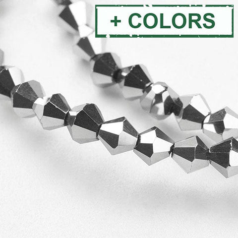BeadsBalzar Beads & Crafts (BB6404X) Glass Beads Strands, Faceted, Bicone, 3mm