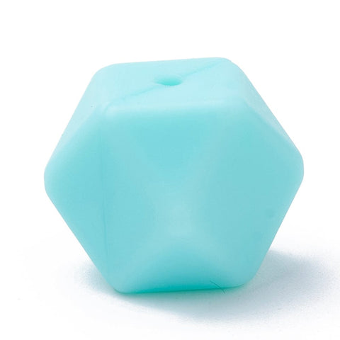BeadsBalzar Beads & Crafts (BB7244-62) PALE TURQOUISE (BB7244-X) Food Grade Silicone Chewing Beads For Teethers,  Faceted Cube, 14mm (4 PCS)