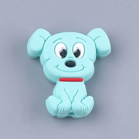 BeadsBalzar Beads & Crafts (BB7247-01G) PALE TURQOUISE (BB7247-X) Food Grade Silicone Beads For Teethers, Beagle Dog, PearlPink 28mm (1 PC)