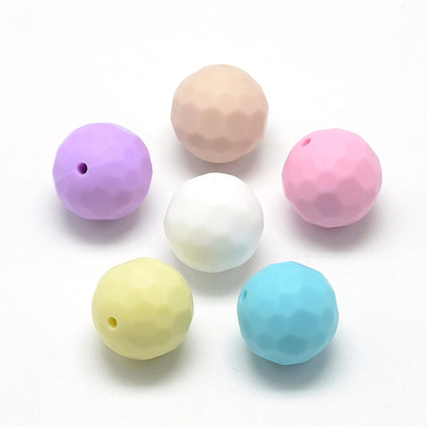 BeadsBalzar Beads & Crafts (BB7249-M) Food Grade Silicone Chewing Beads For Teethers, Faceted 15.5mm  (10 PCS)