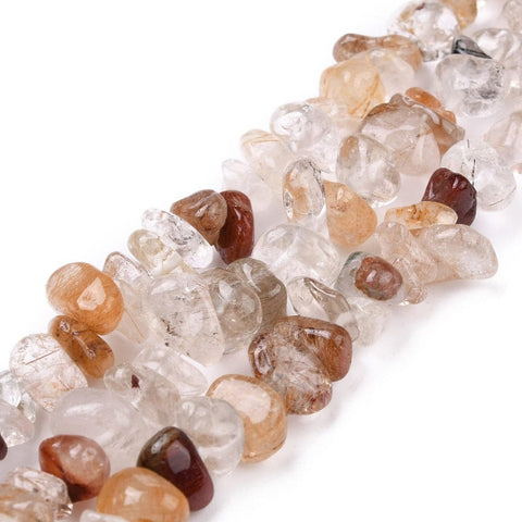 BeadsBalzar Beads & Crafts (BC6546A) Chip Natural Rutilated Quartz Bead Strands 5mm wide, 8mm long