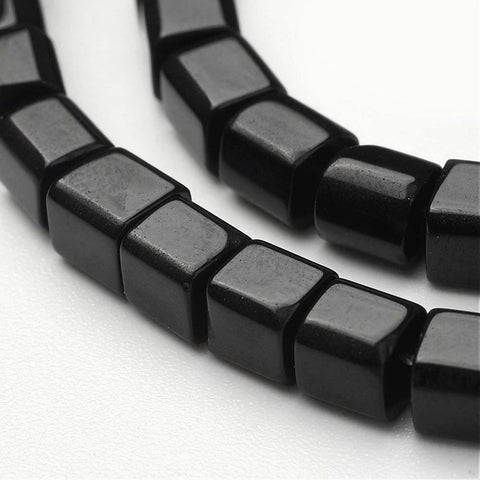 BeadsBalzar Beads & Crafts (BE1273A) Glass Beads Strands, Cube, Black about 4~5mm long
