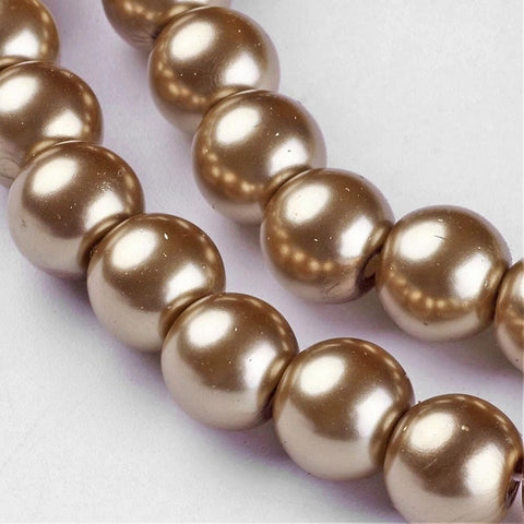 BeadsBalzar Beads & Crafts (BE1901) Glass Pearls 8mm Gold