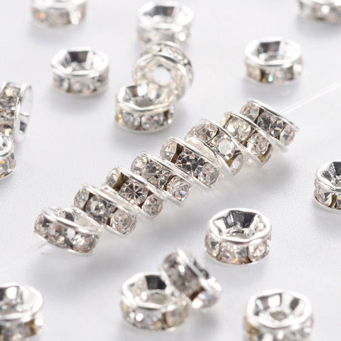 BeadsBalzar Beads & Crafts (BE2) Brass Rhinestones 5mm Silver (10 PCS)