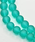 BeadsBalzar Beads & Crafts (BE4122-18) Transparent Glass Bead Strands, Frosted, Round, LightSea Green 8mm