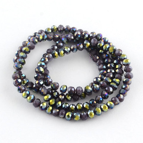 BeadsBalzar Beads & Crafts (BE4569) Electroplate Glass Bead Strands, Half Plated, Faceted Abacus, OldRose 4MM