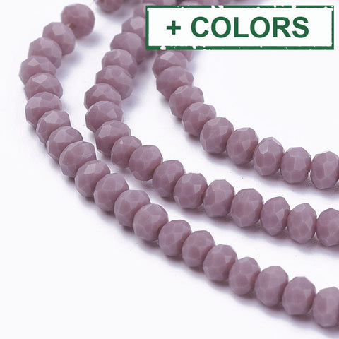 BeadsBalzar Beads & Crafts (BE5216-X) Faceted Solid Color Glass Rondelle Beads, 3~3.5mm (1 STR)