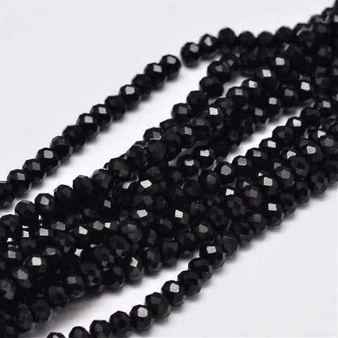 BeadsBalzar Beads & Crafts (BE5221) Faceted Abacus Glass Beads Strands, Black 3MM