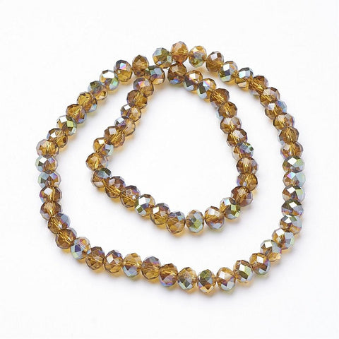 BeadsBalzar Beads & Crafts (BE5367) Electroplate Glass Faceted Abacus Beads Strands, Half Plated, Goldenrod 8MM