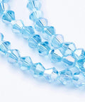 BeadsBalzar Beads & Crafts (BE66) Glass Beads Strands, AB Color Plated, Faceted, Bicone, DeepSkyBlue 4MM