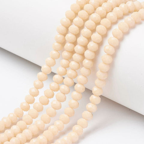 BeadsBalzar Beads & Crafts (BE7606-D05) Opaque Glass Beads Faceted, Rondelle, Antique White 4x3mm