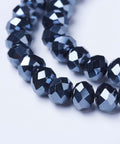 BeadsBalzar Beads & Crafts (BE7790-4) Electroplate Glass Beads, Pearl Luster Plated, Faceted, Rondelle, Black  4x3mm