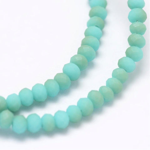 BeadsBalzar Beads & Crafts (BE8231-B02) Half Rainbow Plated Faceted Rondelle Glass  Frosted, 4~4.5x3~3.5mm (1 STR)