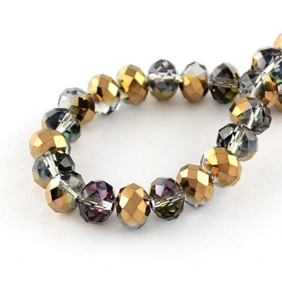 BeadsBalzar Beads & Crafts (BE8698-3) Electroplate Glass Beads, Half Plating, Faceted, Rondelle, Colorful 8x6mm (1 STR)