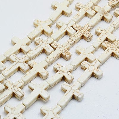 BeadsBalzar Beads & Crafts BEIGE (TC4265-BE) (TC4265-X) Synthetic Turquoise Beads , Dyed, Cross,12x16mm (20 PCS)