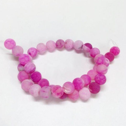 BeadsBalzar Beads & Crafts (BG3034) Agate Frosted Magenta round 6mm