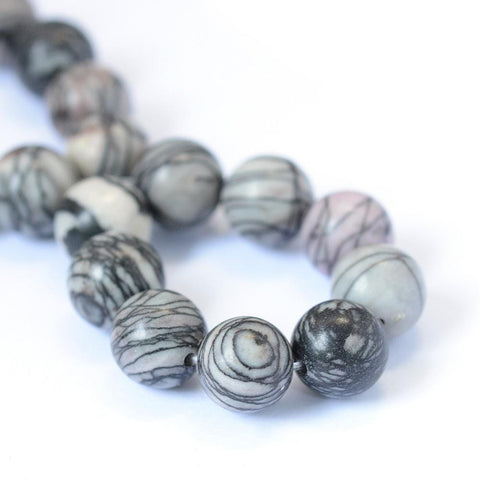 BeadsBalzar Beads & Crafts (BG4574) Natural Netstone Round Bead Strands 8MM