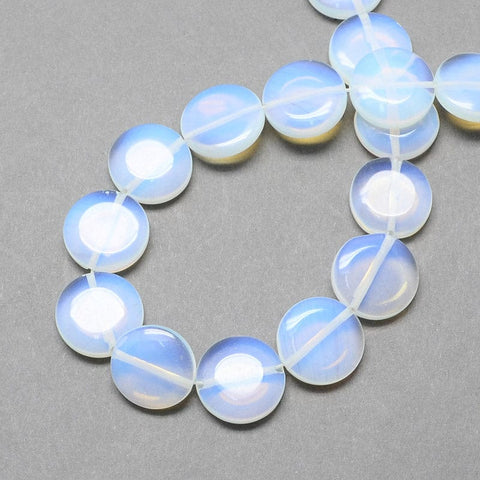 BeadsBalzar Beads & Crafts (BG4610C) Flat Round Opalite Beads Strands, AliceBlue