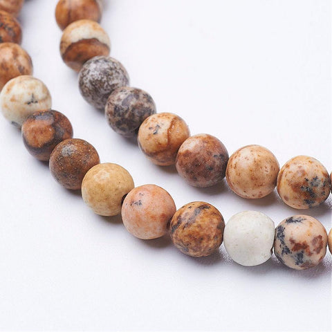 BeadsBalzar Beads & Crafts (BG4709) Gemstone, Natural Picture Jasper, Round Size: about 4mm