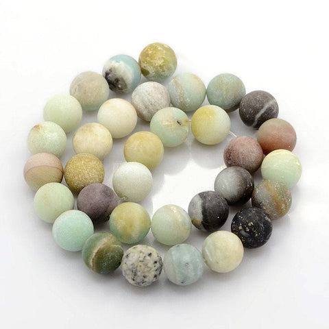 BeadsBalzar Beads & Crafts (BG4721) Natural Frosted Amazonite Round Beads  Size: about 4mm