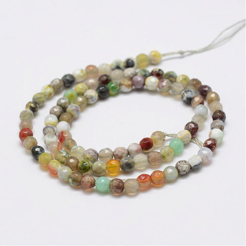 BeadsBalzar Beads & Crafts (BG4727) Faceted Natural Fire Agate Beads Strands, Round, Dyed & Heated  4MM
