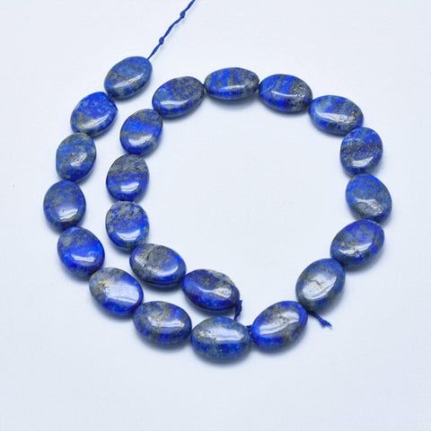 BeadsBalzar Beads & Crafts (BG5217) Natural Lapis Lazuli Beads Strands, Oval, Size: 13-14MM LONG (1 STR)